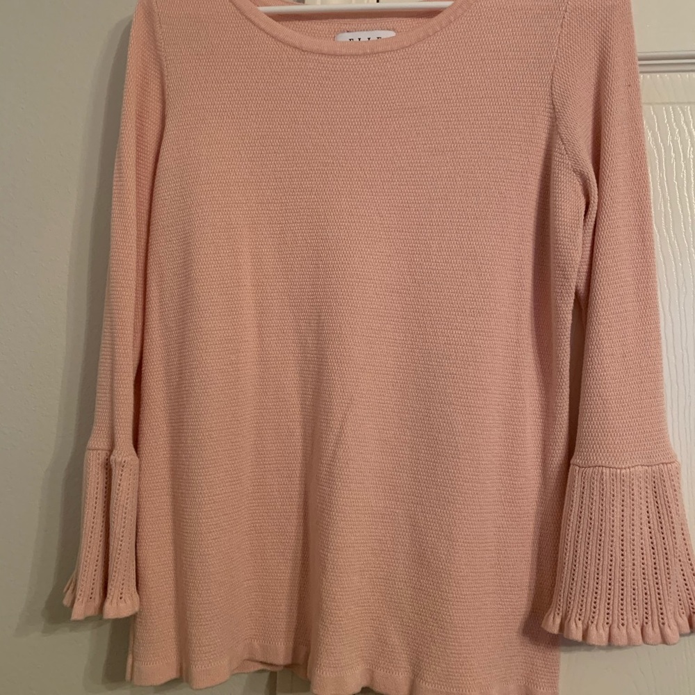 Blush Pink Knit Sweater with Bell Sleeves